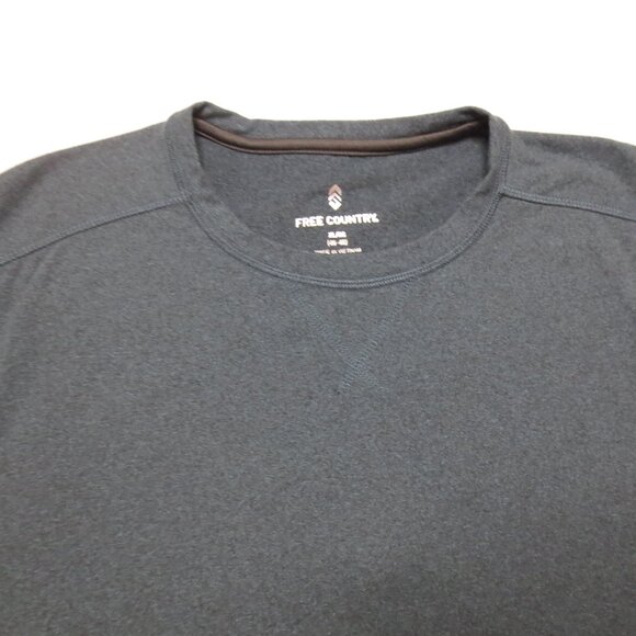 FREE COUNTRY mens SHIRT crew neck MICRO TECH soft TEAL long sleeve SIZE XL - Picture 6 of 8
